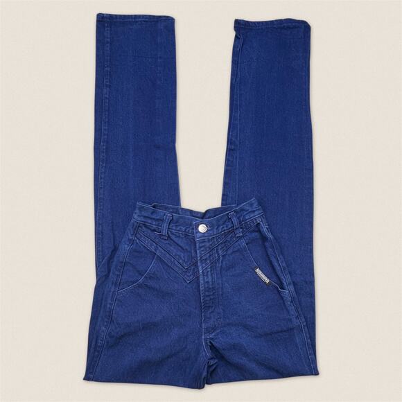 Vintage Western Roughrider Yoke High Rise Waist Blue Jeans- Size 21 x 35 - Picture 1 of 8